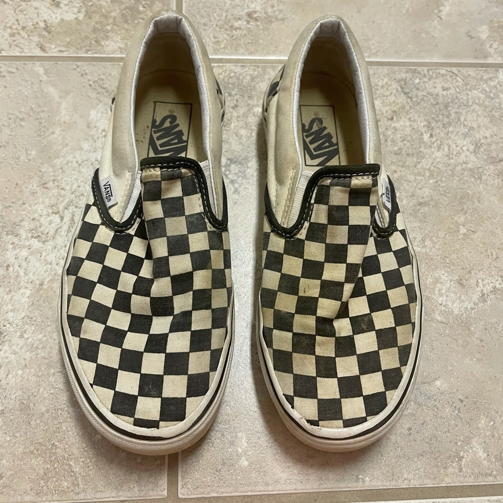 Checkered Vans Slip Ons Size 8